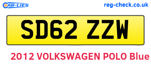 SD62ZZW are the vehicle registration plates.