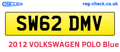 SW62DMV are the vehicle registration plates.