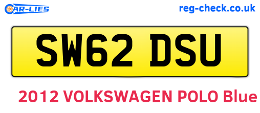 SW62DSU are the vehicle registration plates.