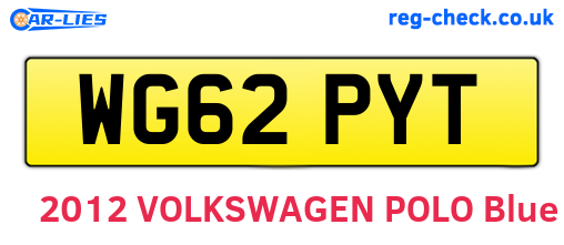 WG62PYT are the vehicle registration plates.