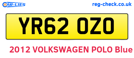 YR62OZO are the vehicle registration plates.