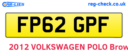 FP62GPF are the vehicle registration plates.