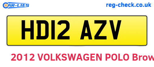 HD12AZV are the vehicle registration plates.