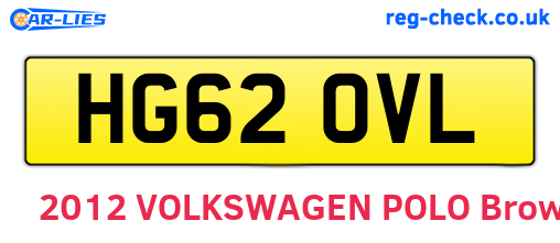 HG62OVL are the vehicle registration plates.