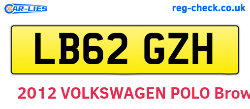 LB62GZH are the vehicle registration plates.