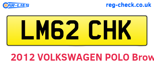 LM62CHK are the vehicle registration plates.