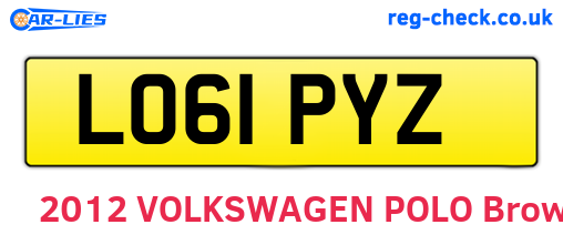 LO61PYZ are the vehicle registration plates.