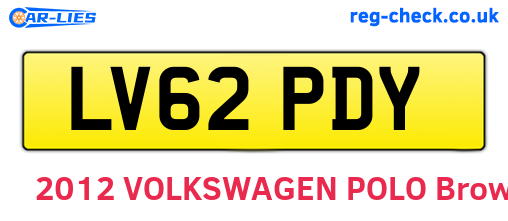 LV62PDY are the vehicle registration plates.