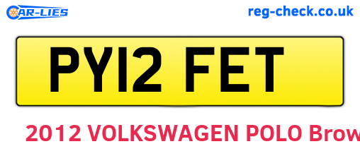 PY12FET are the vehicle registration plates.