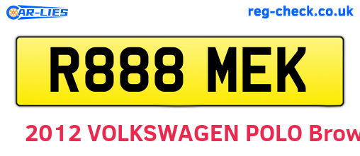 R888MEK are the vehicle registration plates.