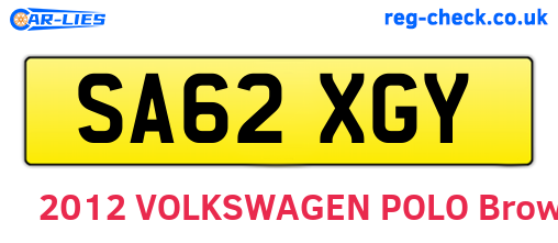 SA62XGY are the vehicle registration plates.