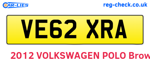 VE62XRA are the vehicle registration plates.