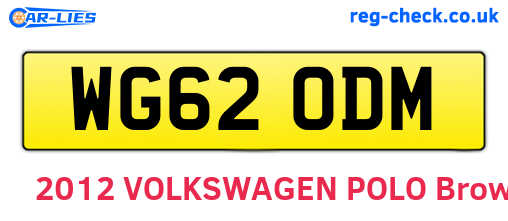 WG62ODM are the vehicle registration plates.