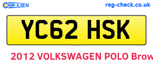 YC62HSK are the vehicle registration plates.