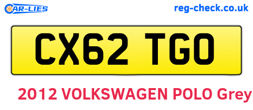 CX62TGO are the vehicle registration plates.