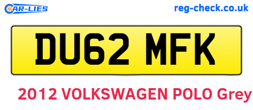 DU62MFK are the vehicle registration plates.