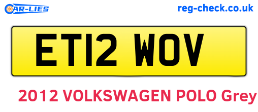 ET12WOV are the vehicle registration plates.