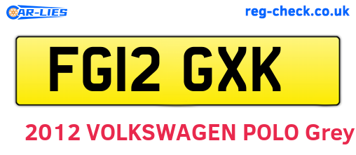 FG12GXK are the vehicle registration plates.