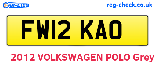 FW12KAO are the vehicle registration plates.