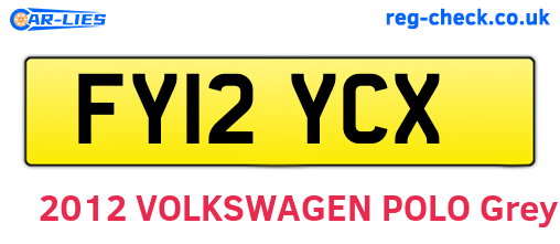 FY12YCX are the vehicle registration plates.