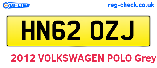 HN62OZJ are the vehicle registration plates.