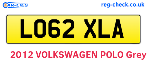 LO62XLA are the vehicle registration plates.