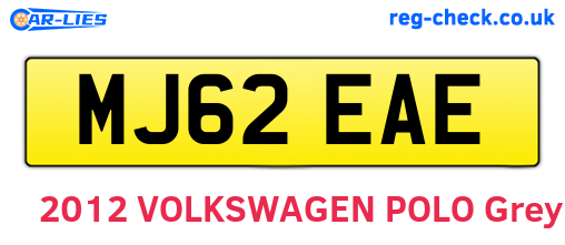MJ62EAE are the vehicle registration plates.