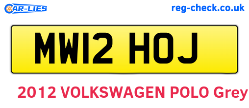 MW12HOJ are the vehicle registration plates.