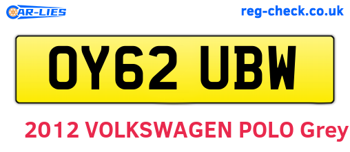OY62UBW are the vehicle registration plates.