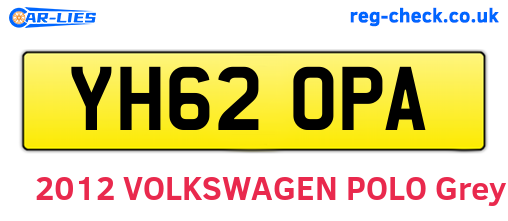 YH62OPA are the vehicle registration plates.