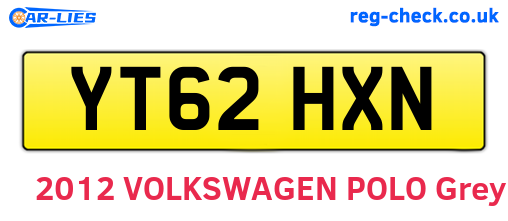YT62HXN are the vehicle registration plates.