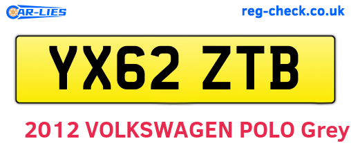YX62ZTB are the vehicle registration plates.