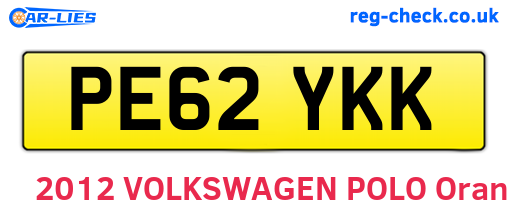 PE62YKK are the vehicle registration plates.