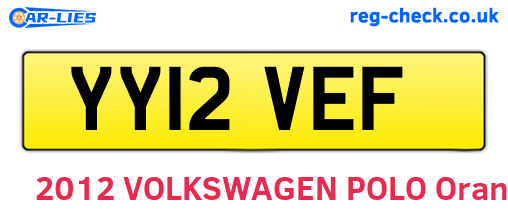 YY12VEF are the vehicle registration plates.