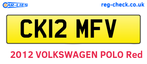 CK12MFV are the vehicle registration plates.