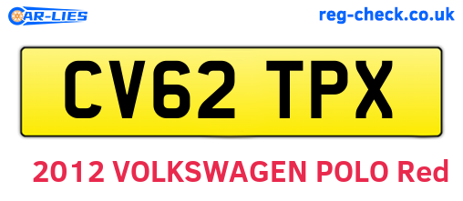 CV62TPX are the vehicle registration plates.