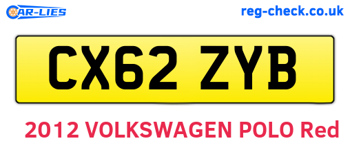 CX62ZYB are the vehicle registration plates.