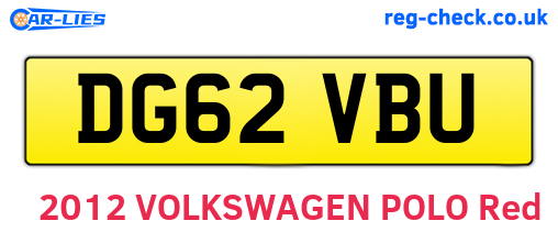 DG62VBU are the vehicle registration plates.