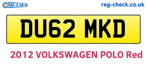 DU62MKD are the vehicle registration plates.