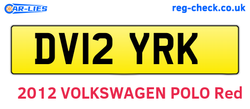DV12YRK are the vehicle registration plates.