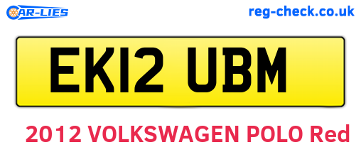 EK12UBM are the vehicle registration plates.