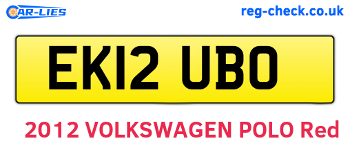 EK12UBO are the vehicle registration plates.