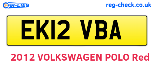 EK12VBA are the vehicle registration plates.