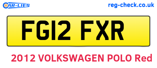 FG12FXR are the vehicle registration plates.