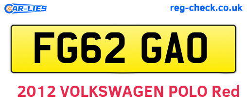 FG62GAO are the vehicle registration plates.