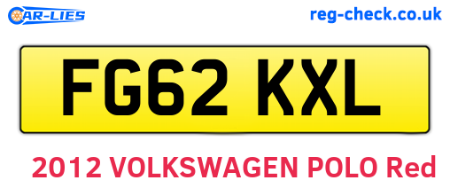 FG62KXL are the vehicle registration plates.