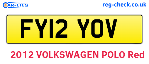 FY12YOV are the vehicle registration plates.