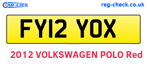 FY12YOX are the vehicle registration plates.