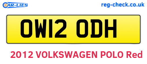 OW12ODH are the vehicle registration plates.