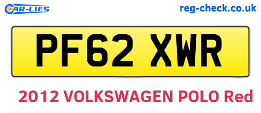 PF62XWR are the vehicle registration plates.
